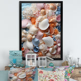 White Seashells Serenity Pastoral - Seashell Living Room Wall Art