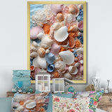 White Seashells Serenity Pastoral - Seashell Living Room Wall Art