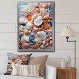 White Seashells Serenity Pastoral - Seashell Living Room Wall Art