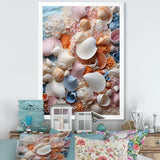 White Seashells Serenity Pastoral - Seashell Living Room Wall Art
