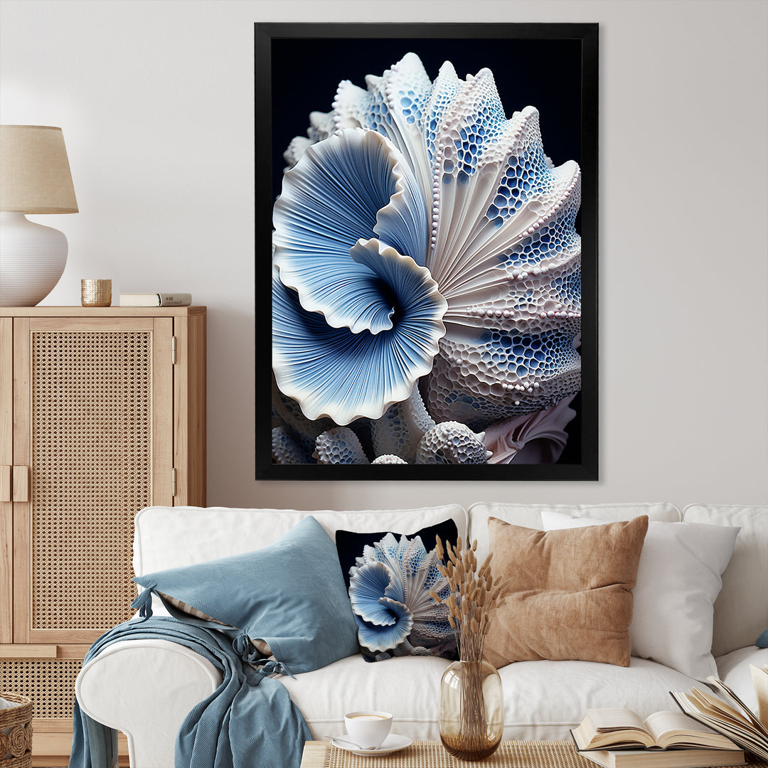 Blue Seashell Symphony - Seashell Canvas Wall Art