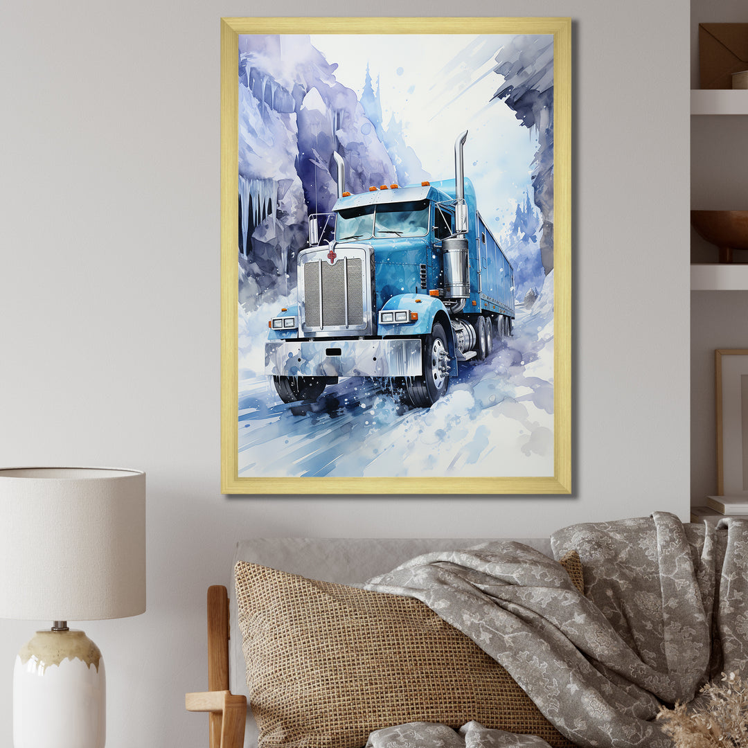 Turquoise Semi Truck Arctic Hauler I - Truck Canvas Wall Art