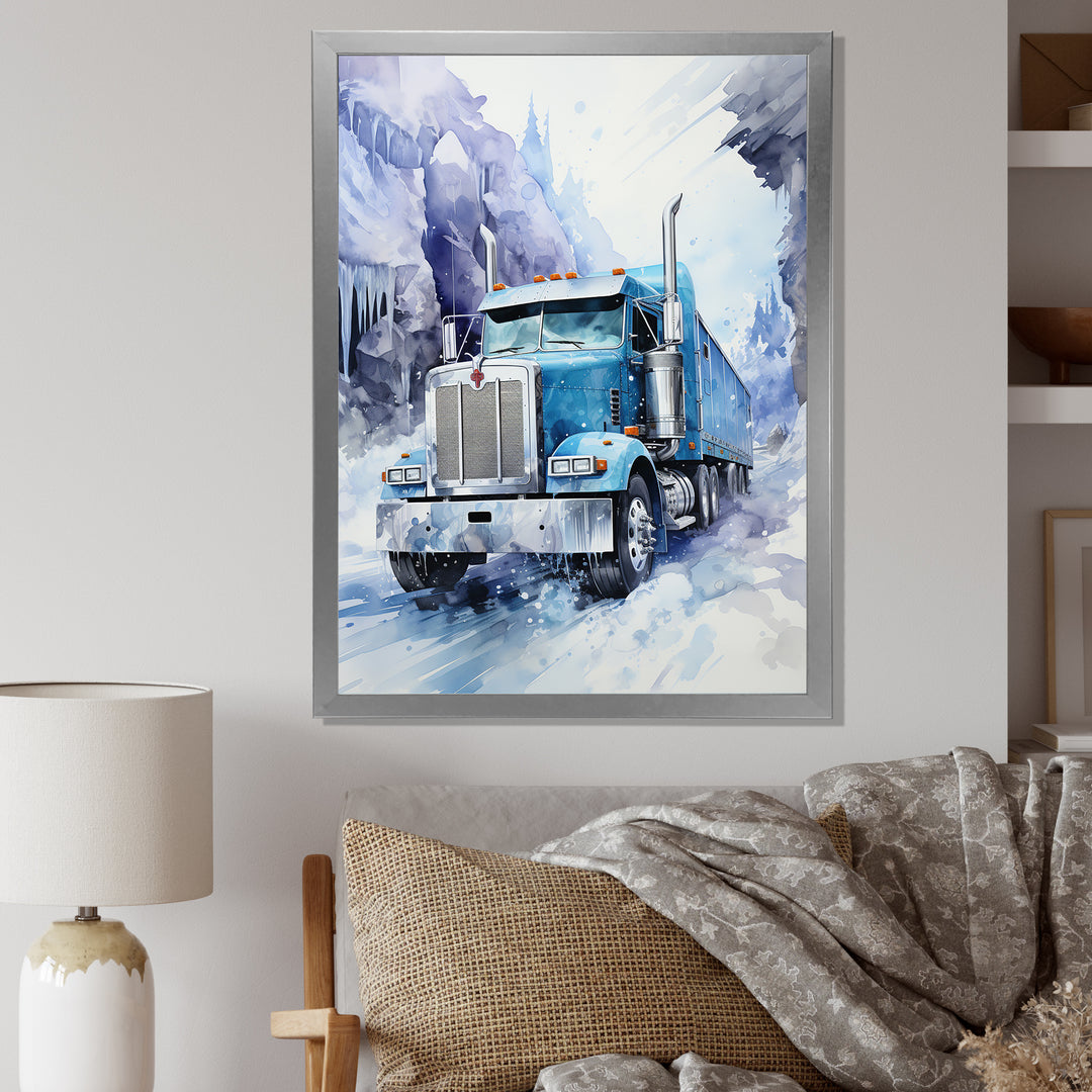 Turquoise Semi Truck Arctic Hauler I - Truck Canvas Wall Art