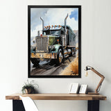 Semi Truck Carbon Fiber I - Truck Canvas Wall Art
