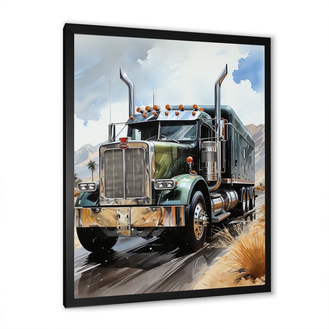 Semi Truck Carbon Fiber I - Truck Canvas Wall Art
