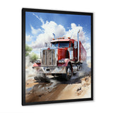 Red Semi Truck Pride I - Truck Canvas Wall Art