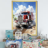 Red Semi Truck Pride I - Truck Canvas Wall Art