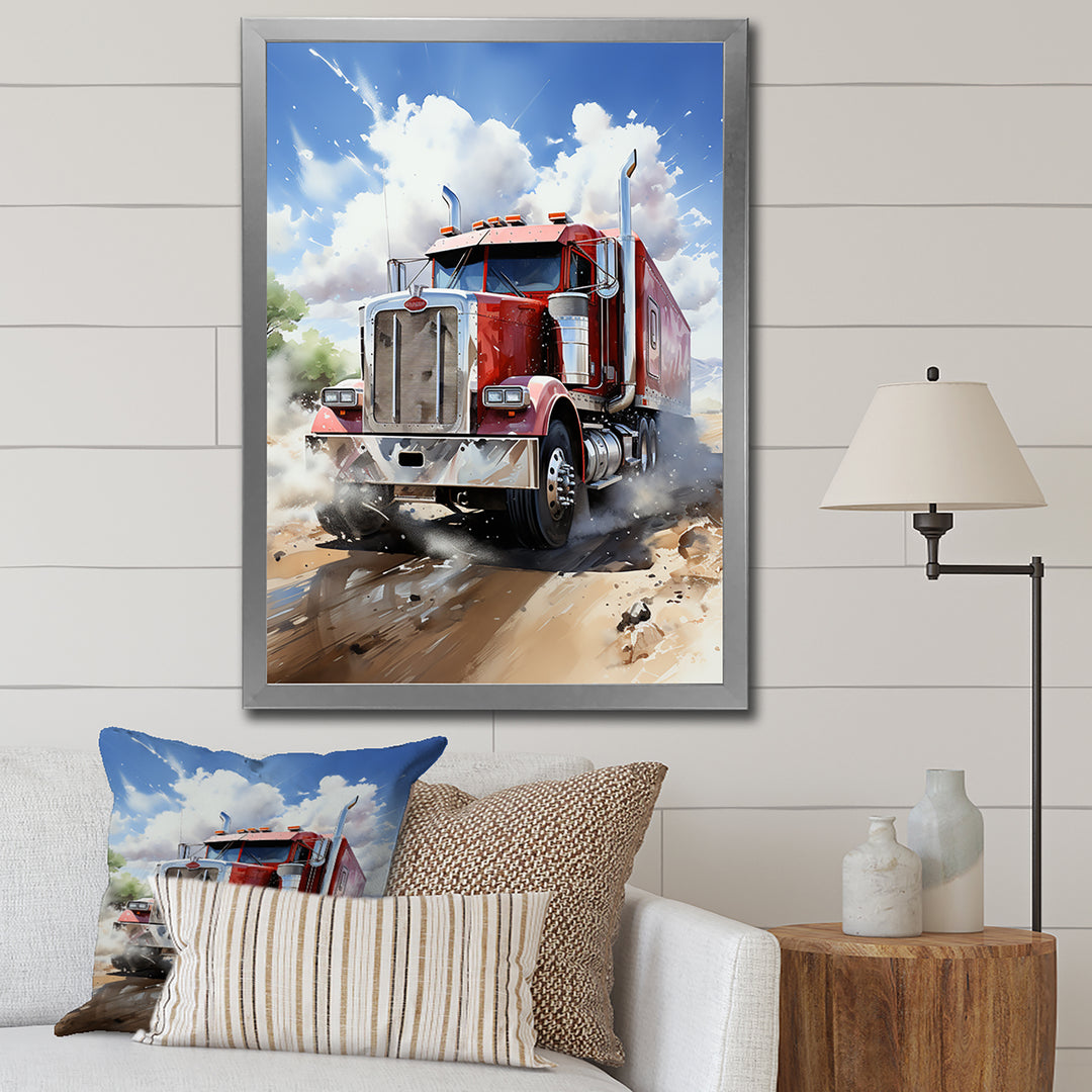 Red Semi Truck Pride I - Truck Canvas Wall Art