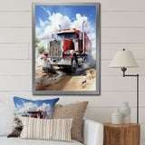 Red Semi Truck Pride I - Truck Canvas Wall Art