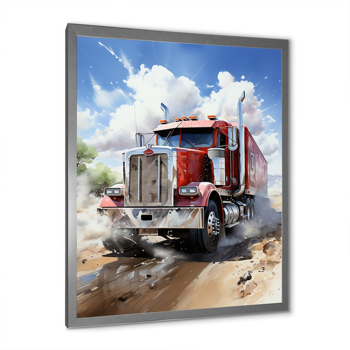 Red Semi Truck Pride I - Truck Canvas Wall Art