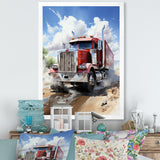 Red Semi Truck Pride I - Truck Canvas Wall Art