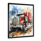 Red Semi Truck Heavy Duty I - Truck Canvas Wall Art