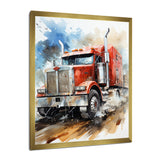 Red Semi Truck Heavy Duty I - Truck Canvas Wall Art