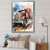 Red Semi Truck Heavy Duty I - Truck Canvas Wall Art