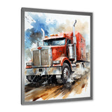 Red Semi Truck Heavy Duty I - Truck Canvas Wall Art