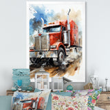 Red Semi Truck Heavy Duty I - Truck Canvas Wall Art