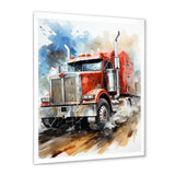 Red Semi Truck Heavy Duty I - Truck Canvas Wall Art