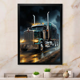 Semi Truck Midnight Cruiser - Truck Canvas Wall Art