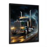 Semi Truck Midnight Cruiser - Truck Canvas Wall Art