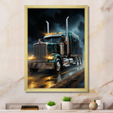 Semi Truck Midnight Cruiser - Truck Canvas Wall Art