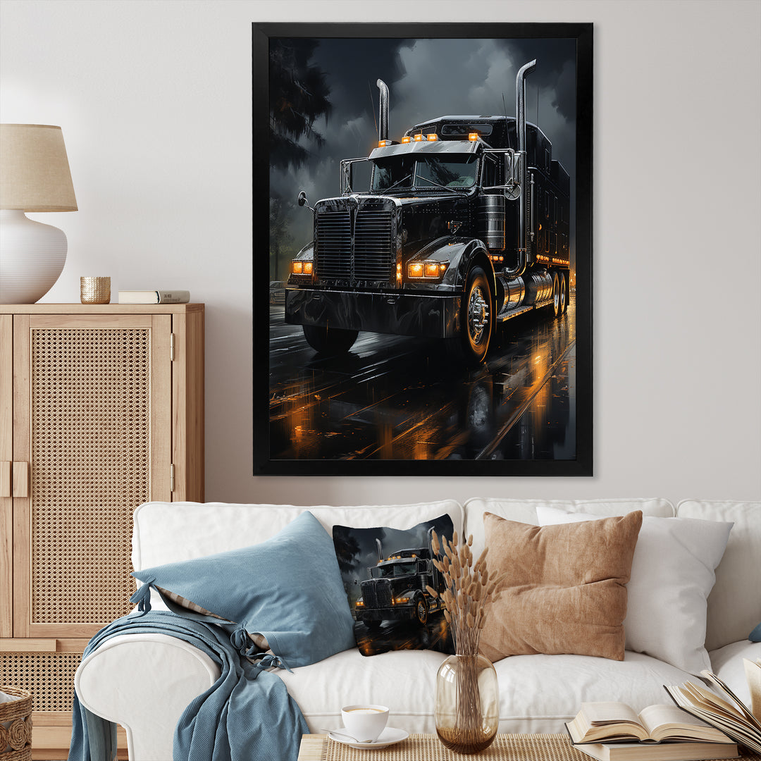 Midnight Cruiser Semi Truck I - Truck Canvas Wall Art