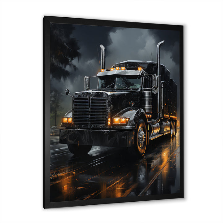 Midnight Cruiser Semi Truck I - Truck Canvas Wall Art