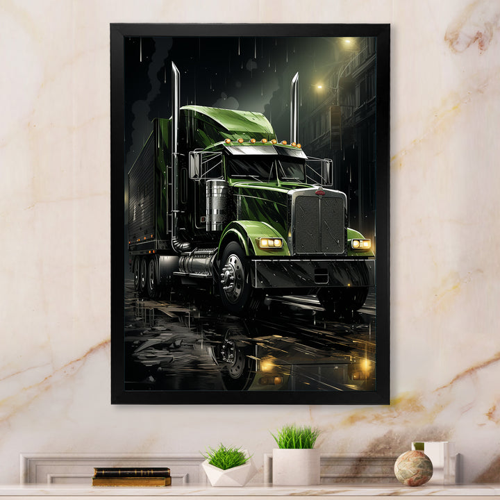 Semi Truck Night Hawk - Truck Canvas Wall Art