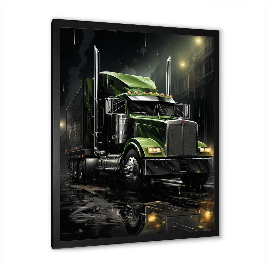 Semi Truck Night Hawk - Truck Canvas Wall Art