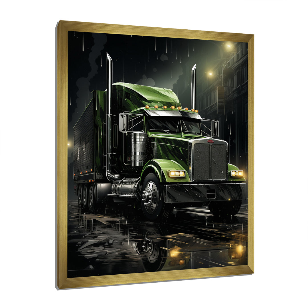 Semi Truck Night Hawk - Truck Canvas Wall Art