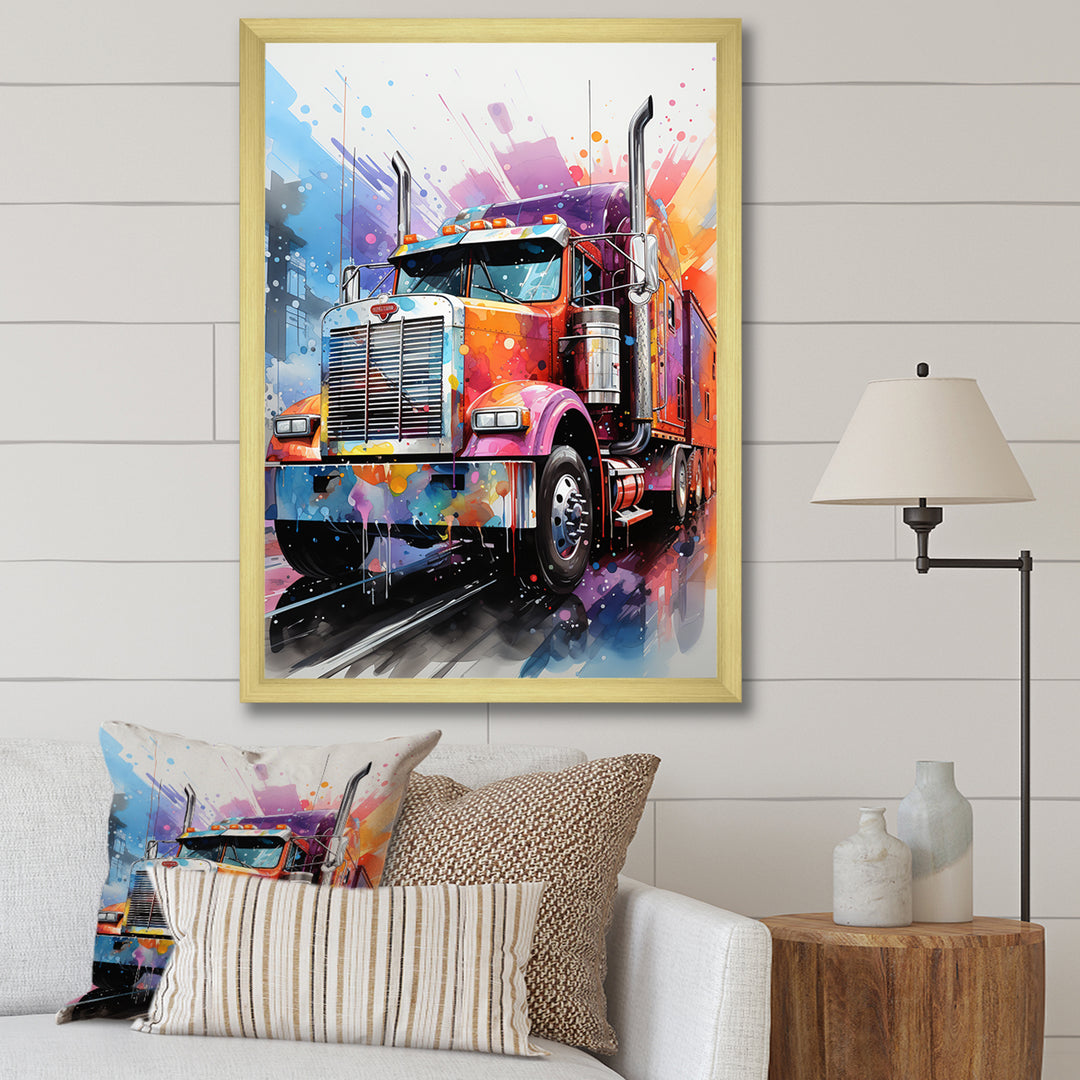 Semi Truck Rebel Rumble I - Truck Canvas Wall Art