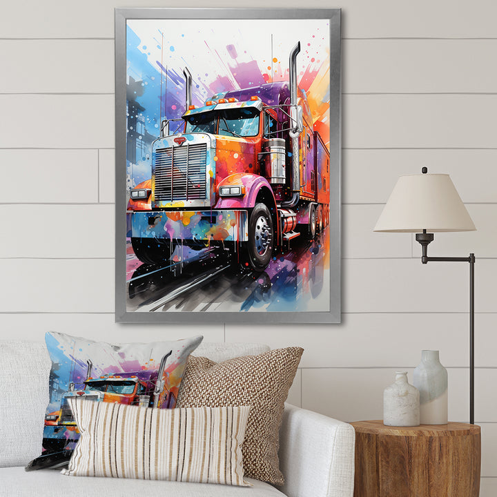 Semi Truck Rebel Rumble I - Truck Canvas Wall Art