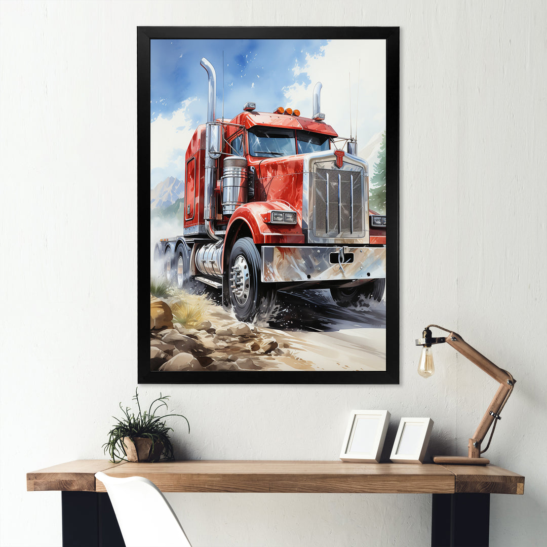 Semi Truck Road King I - Truck Canvas Wall Art