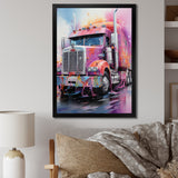 Pink Semi Truck Showstopper - Truck Canvas Wall Art