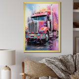 Pink Semi Truck Showstopper - Truck Canvas Wall Art