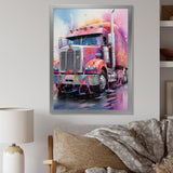 Pink Semi Truck Showstopper - Truck Canvas Wall Art