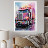 Pink Semi Truck Showstopper - Truck Canvas Wall Art