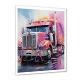 Pink Semi Truck Showstopper - Truck Canvas Wall Art