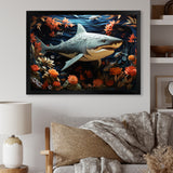 Blue Shark Silent Hunter Papercut - Shark Home Decor Art