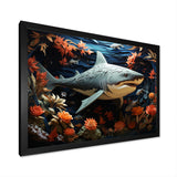 Blue Shark Silent Hunter Papercut - Shark Home Decor Art