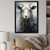 Grey White Sheep Abstracted Fleece - Sheep Canvas Wall Art