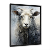 Grey White Sheep Abstracted Fleece - Sheep Canvas Wall Art
