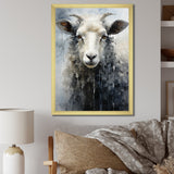 Grey White Sheep Abstracted Fleece - Sheep Canvas Wall Art