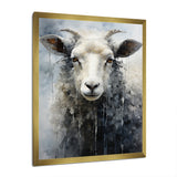 Grey White Sheep Abstracted Fleece - Sheep Canvas Wall Art
