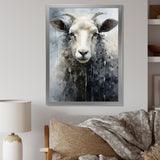 Grey White Sheep Abstracted Fleece - Sheep Canvas Wall Art