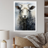 Grey White Sheep Abstracted Fleece - Sheep Canvas Wall Art