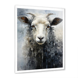 Grey White Sheep Abstracted Fleece - Sheep Canvas Wall Art