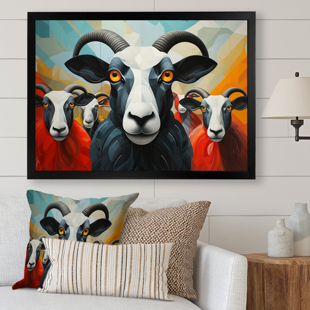 Colorful Sheep Abstracted Flock - Sheep Wall Decor