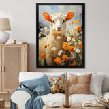 Sheep In Daisies - Sheep Framed Canvas Art