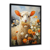 Sheep In Daisies - Sheep Framed Canvas Art