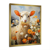 Sheep In Daisies - Sheep Framed Canvas Art